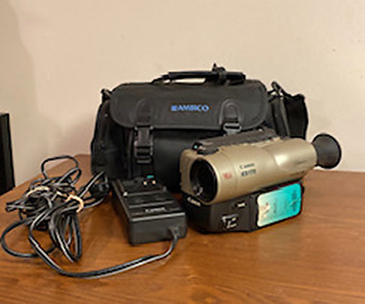 Camcorder with bag, charger and cables